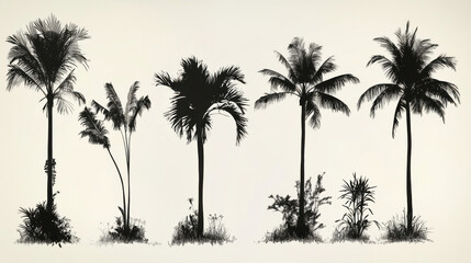 Fototapeta premium Silhouetted Palm Trees Against Light Background for Tropical Vibe