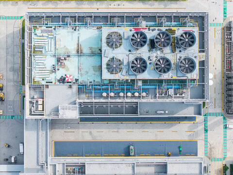 Semiconductor Factory Construction Rooftop Aerial View