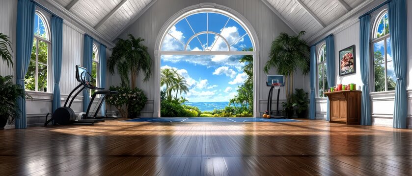 Luxurious Home Gym with Ocean View