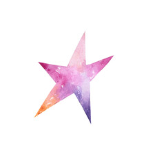 Watercolor star illustration on white background