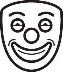 Fototapeta premium Whimsical clown mask icon radiating joy and playful charm, perfect for entertainment, theater, and festive designs – embrace the fun with this smile