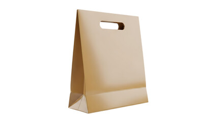 Simple brown paper gift bag with handle isolated on transparent background