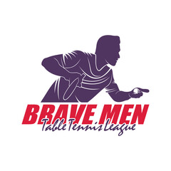 Men table tennis logo design vector. Silhouette Men table tennis player Template Illustration