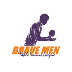 Naklejka premium Men table tennis logo design vector. Silhouette Men table tennis player Template Illustration