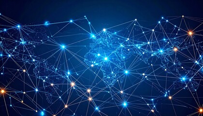 Illuminated Global Network with Luminous Nodes Spanning a Digital Earth.