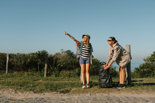 Travelers deciding the next direction