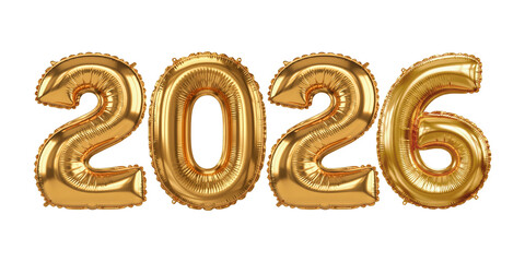 Shiny gold foil balloon in the shape of number 2026