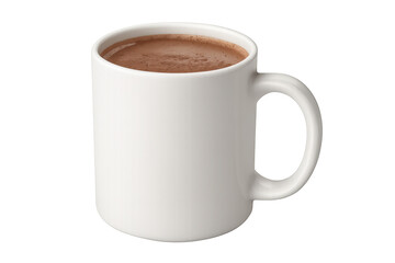 Steaming hot chocolate in white mug on transparent background