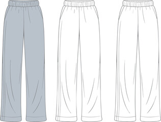 Comfortable and Stylish Sweatpants, CAD Drawing Flat Vector Illustration, Fashion Apparel Template for Clothing Design, Mockup, Sketch, and Presentation