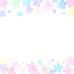 Delicate pastel cherry blossoms border design.
