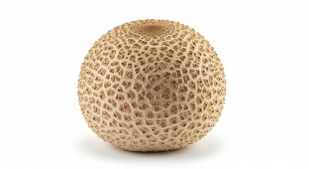 smooth earthball mushroom with speckled surface isolated on a white background displaying its unique shape and texture details for botanical use or study