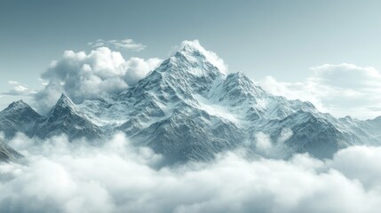 Obraz premium Snowy mountain peak above clouds (2)
