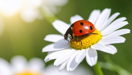 Fototapeta premium Ladybug on Daisy: A Summer's Day Delight