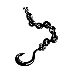 Obraz premium heavy metal chain and fishing lure silhouette