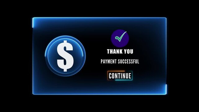 Payment Successful Screen with Dollar Symbol and Continue Button