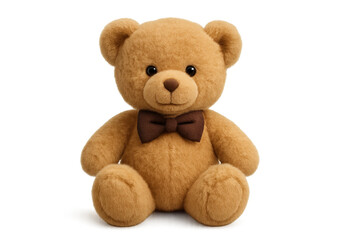 Obraz premium Cute teddy bear wearing a bow tie sitting on transparent background