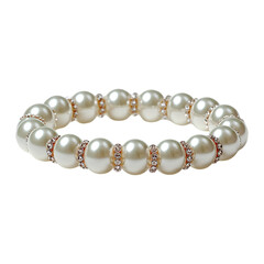 Obraz premium Elegant bracelet made of pearls and rhinestones on a simple setting isolated on transparent background