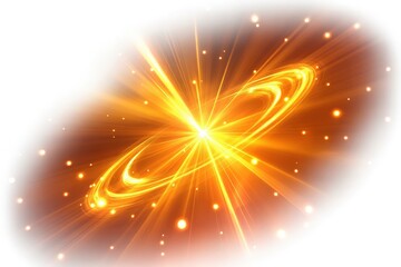 Bright cosmic explosion with swirling nebula and stars