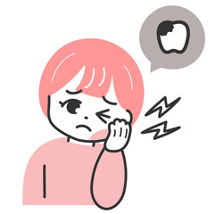 虫歯が痛んで辛そうな女性のイラスト
