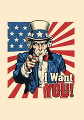 Uncle Sam Screen Printing Design T-Shirt