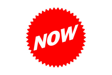 NOW - Red label with the word NOW
