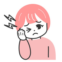 頭痛に苦しむ女性のかわいいイラスト