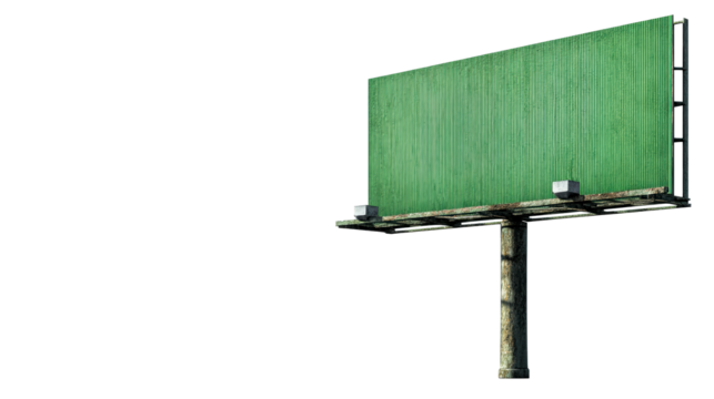 Weathered Corrugated Metal Billboard Structure on White