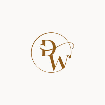 circle fows wedding logo DW luxurius feeling with flow monogram elegant style letter