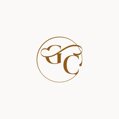 circle fows wedding logo monogram elegant style letter luxurius feeling with flow GC