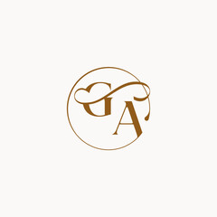 circle fows wedding logo GA luxurius feeling with flow monogram elegant style letter