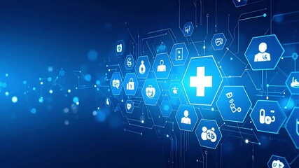 Abstract digital technology background with flowing symbols - Powered by Adobe