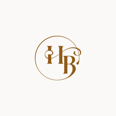 circle fows wedding logo monogram elegant style letter luxurius feeling with flow HB
