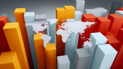 Diplomatic trade discussion. diplomatic trade discussion shown with colorful bar chart and world map for global economic