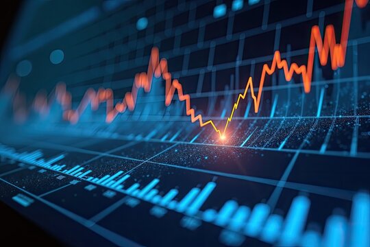 Digital financial data display with fluctuating market trends.