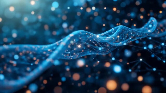 The concept of digital blockchain technology. Blockchain chains with digital networks and binary code. Smart grid connections. Blockchain technology and cybersecurity. 4k video