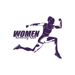 Women Running logo design vector. Silhouette Woman Running Template Illustration