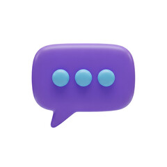 Fototapeta premium Purple Speech Bubble with Three Blue Dots Indicating Typing or Messaging chat message