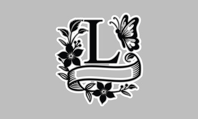 About text word typography black and white monogram design