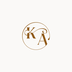 circle fows wedding logo monogram elegant style letter luxurius feeling with flow KA