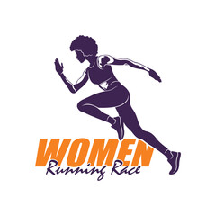 Women Running logo design vector. Silhouette Woman Running Template Illustration