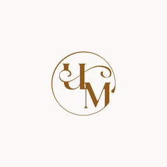 luxurius feeling with flow UM monogram elegant style letter circle fows wedding logo