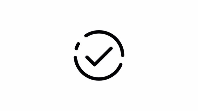 Black checkmark in broken circular outline, ideal for presentations, web design elements, and infographics.