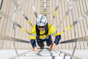 Hi Visibility Industrial Working At Heights