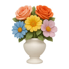 Obraz premium PNG Colorful flowers in elegant vase.