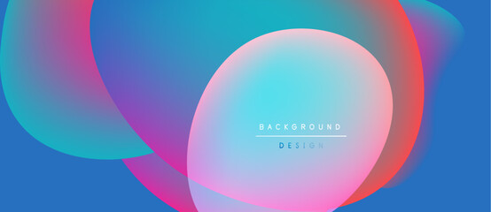 Abstract colorful design. Overlapping shapes create vibrant gradients, blue dominates with pink, purple accents. Text reads background design.