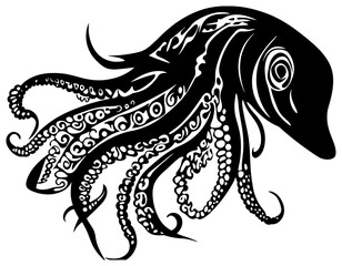 Obraz premium Cuttlefish seafood silhouette element