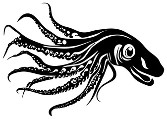 Cuttlefish seafood silhouette element