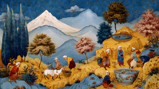 Exploring the art of iranian miniature painting on handmade paper a cultural journey through traditional techniques and aesthetic beauty. Cultural Aesthetics. Illustration