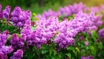 Lush purple lilac blossoms in spring