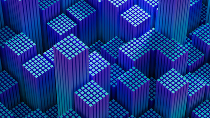 Colorful abstract cityscape with geometric shapes